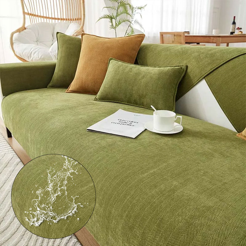 Herringbone Chenille Fabric Furniture Protector Plush Couch Cover
