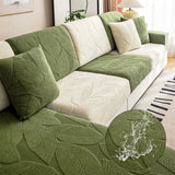 Modern Leaf Jacquard Water-Repellent Anti-Scratch Stretch Full Wrap Sectional Premium Couch Cover