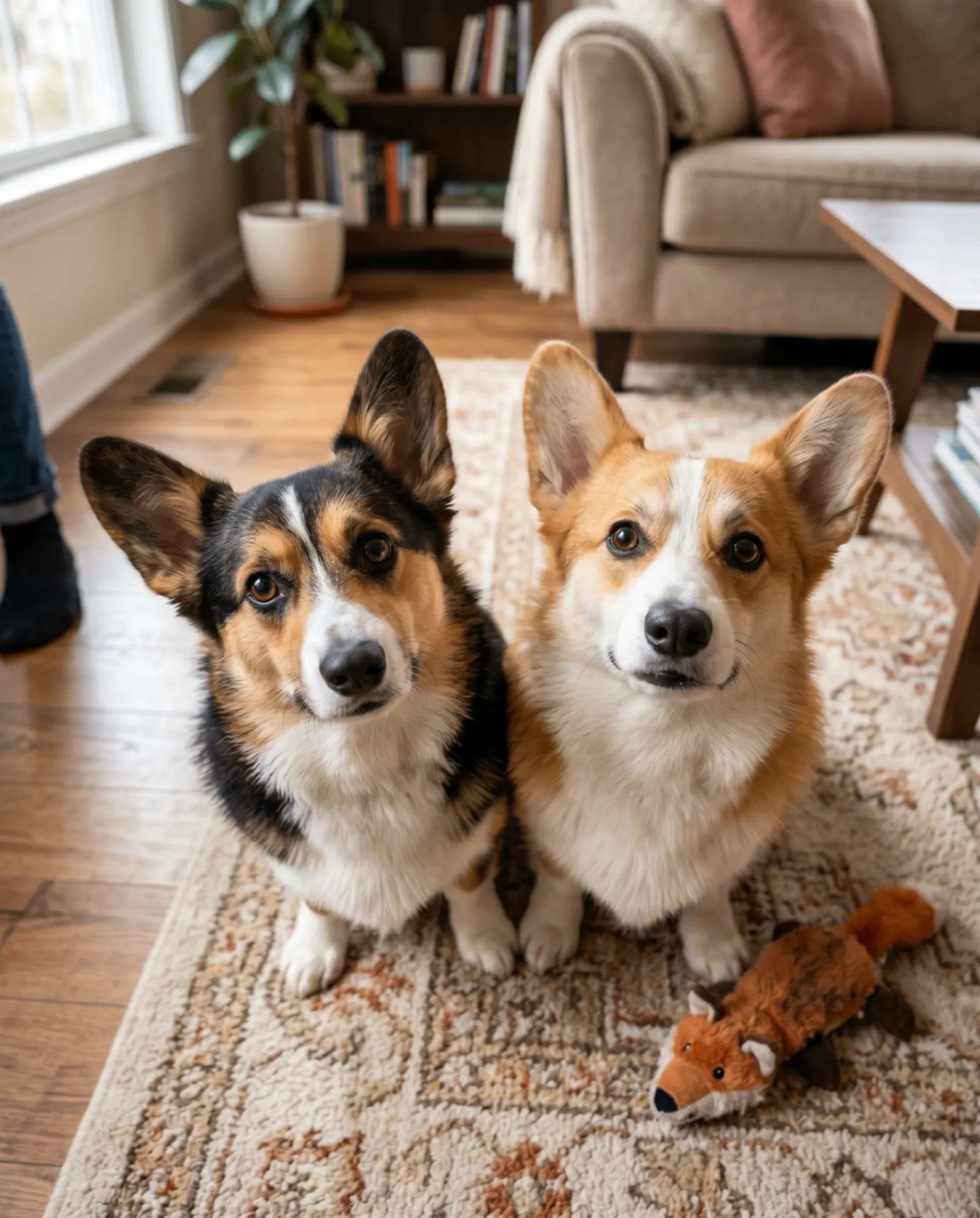 Mochi and Biscuit, the two corgis behind Furzzee